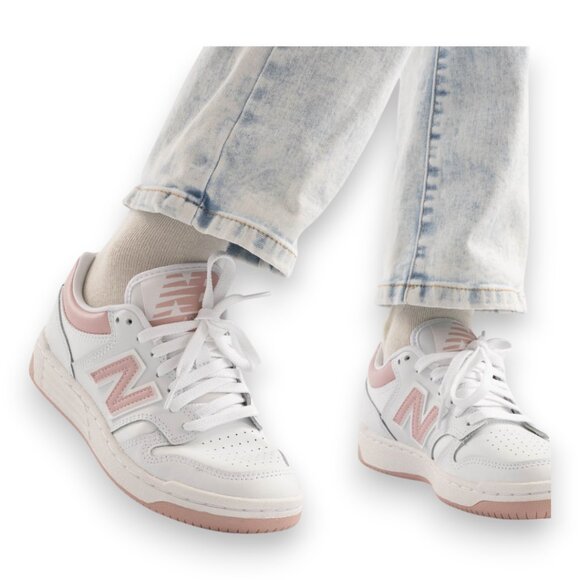 NIB/NWT  New Balance 480 Athletic Shoe in White/Pink - Picture 2 of 8